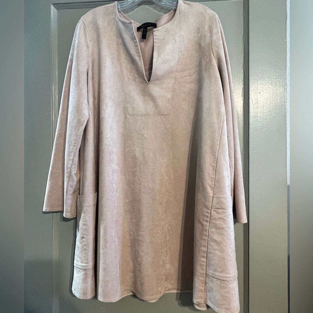 BCBG faux Suede Aline dress with pockets size L